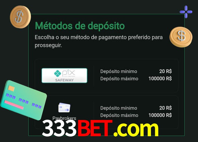 O cassino 333bet.com oferece uma grande variedade de métodos de pagamento